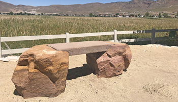 A bench made from stone